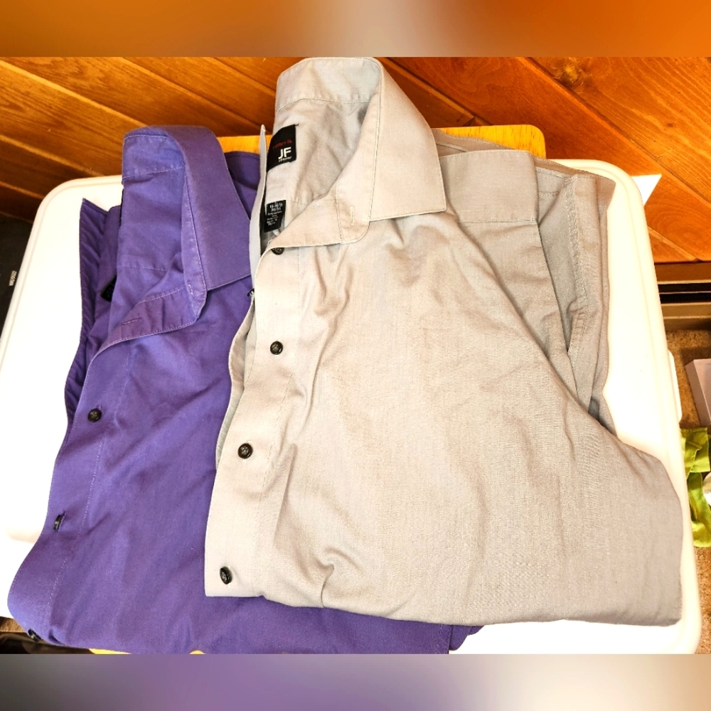 2 J. Ferrar modern fit large 16-16.5 men's long sleeved dress shirts